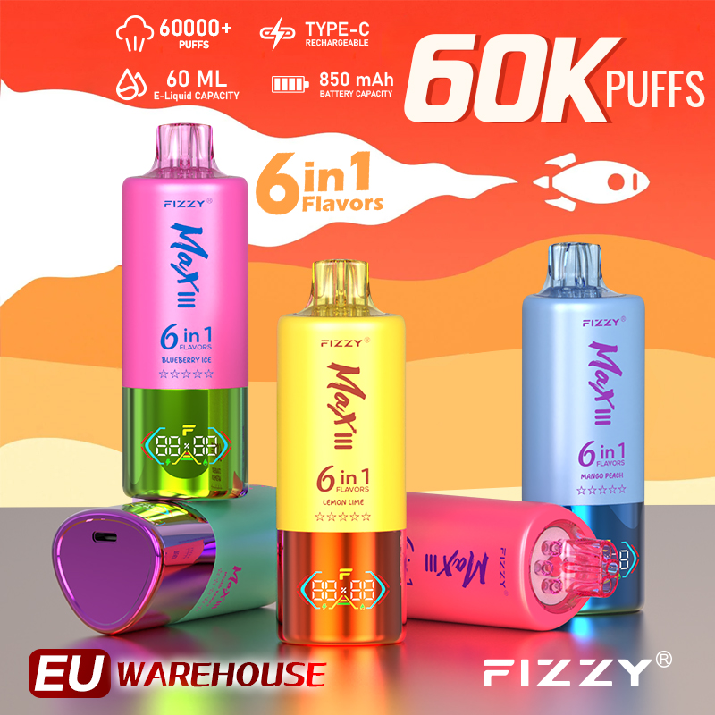 Revolutionary Experience:Fizzy Max III Six-in-One Rechargeable Disposable Vape-A 60,000-Puff Journey to Bliss, Unlocking 6 Mysterious Flavor Universes! vape-site.com