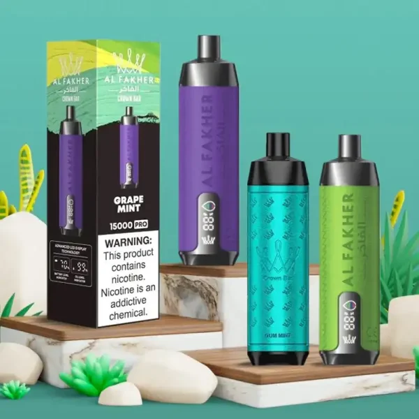 AL FAKHER CROWN BAR 15K(15000) Puffs 2% 5% Nicotine 20 ML of E-liquid Battery and Ejuice Display Battery Rechargeable (Type-C) Disposable Vape 1 AL Fakher Crown Bar 15K Pro 15000 Puffs 2% 5% Nicotine 18 ML of E-liquid Battery and Ejuice Display Battery Rechargeable (Type-C) Disposable Vape