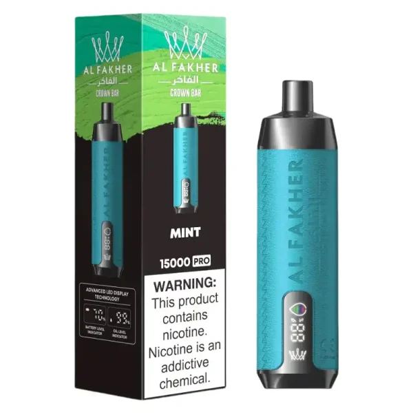 AL FAKHER CROWN BAR 15K(15000) Puffs 2% 5% Nicotine 20 ML of E-liquid Battery and Ejuice Display Battery Rechargeable (Type-C) Disposable Vape 9 AL Fakher Crown Bar 15K Pro 15000 Puffs 2% 5% Nicotine 18 ML of E-liquid Battery and Ejuice Display Battery Rechargeable (Type-C) Disposable Vape