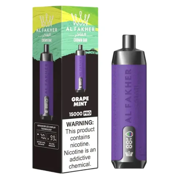 AL FAKHER CROWN BAR 15K(15000) Puffs 2% 5% Nicotine 20 ML of E-liquid Battery and Ejuice Display Battery Rechargeable (Type-C) Disposable Vape 10 AL Fakher Crown Bar 15K Pro 15000 Puffs 2% 5% Nicotine 18 ML of E-liquid Battery and Ejuice Display Battery Rechargeable (Type-C) Disposable Vape