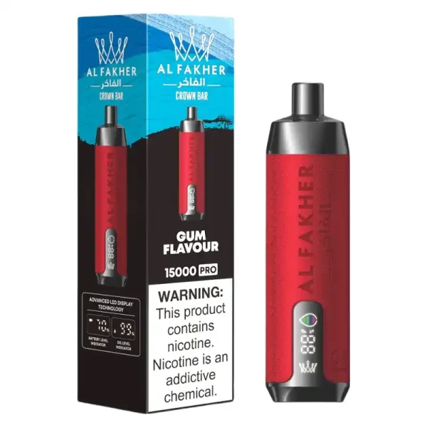 AL FAKHER CROWN BAR 15K(15000) Puffs 2% 5% Nicotine 20 ML of E-liquid Battery and Ejuice Display Battery Rechargeable (Type-C) Disposable Vape 11 AL Fakher Crown Bar 15K Pro 15000 Puffs 2% 5% Nicotine 18 ML of E-liquid Battery and Ejuice Display Battery Rechargeable (Type-C) Disposable Vape