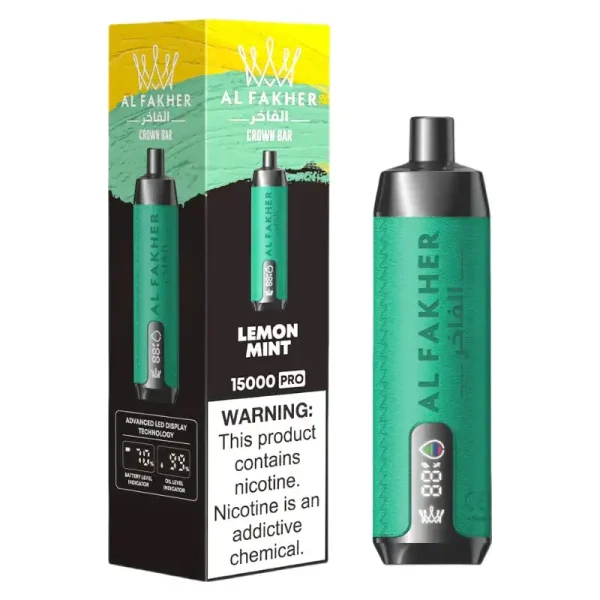 AL FAKHER CROWN BAR 15K(15000) Puffs 2% 5% Nicotine 20 ML of E-liquid Battery and Ejuice Display Battery Rechargeable (Type-C) Disposable Vape 13 AL Fakher Crown Bar 15K Pro 15000 Puffs 2% 5% Nicotine 18 ML of E-liquid Battery and Ejuice Display Battery Rechargeable (Type-C) Disposable Vape