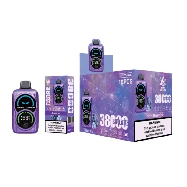 Bang Beach 38K (38000) Puffs Fingerprint LED Display 0% 2% 3% 5% Nicotine 38 Ml E-liquid Disposable Vape 11 Bang Beach 38K(38000) Puffs Fingerprint LED Display 0% 2% 3% 5% Nicotine 38 ml E-liquid Disposable Vape