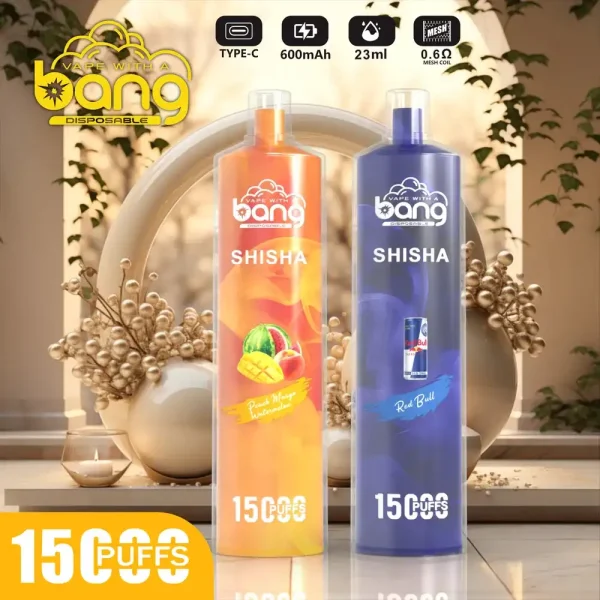 Bang SHISHA 15K (15000) Puffs 0% 2% 3% 5% Nicotine 600mAh Battery 23ml Oil Disposable Vape Pen 2 Bang SHISHA 15K(15000) Puffs 0% 2% 3% 5% Nicotine 600mAh Battery 23ml Oil Disposable Vape Pen