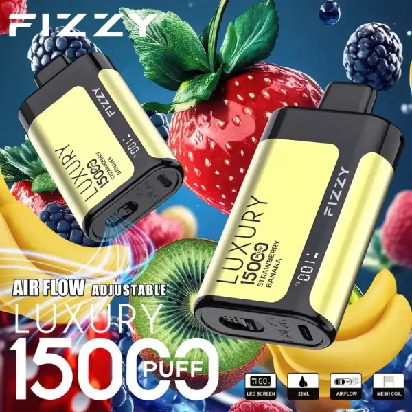 Fizzy Luxury 15K (15000) Puffs 22ML E-liquid Mesh Coil LCD Screen Adjustable Air Flow 15flavors 650mAh Rechargeable Battery 2% 5% Nicotine Disposable Vape 14 Fizzy Luxury 15K (15000) Puffs 22ML E-liquid Mesh Coil LCD Screen Adjustable Air Flow 15flavors 650mAh Rechargeable Battery 2% 5% Nicotine Disposable Vape vape-site.com