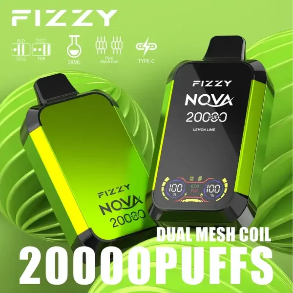 Fizzy Nova 20K (20000) Puffs Dual Mesh Coil 28ML E-liquid LCD Screen 15flavors 850mAh Rechargeable Battery 2% 5% Nicotine Disposable Vape 3 Fizzy Nova 20K (20000) Puffs Dual Mesh Coil 28ML E-liquid LCD Screen 15flavors 850mAh Rechargeable Battery 2% 5% Nicotine Disposable Vape