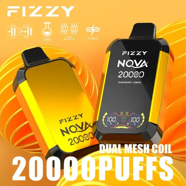 Fizzy Nova 20K (20000) Puffs Dual Mesh Coil 28ML E-liquid LCD Screen 15flavors 850mAh Rechargeable Battery 2% 5% Nicotine Disposable Vape 7 Fizzy Nova 20K (20000) Puffs Dual Mesh Coil 28ML E-liquid LCD Screen 15flavors 850mAh Rechargeable Battery 2% 5% Nicotine Disposable Vape