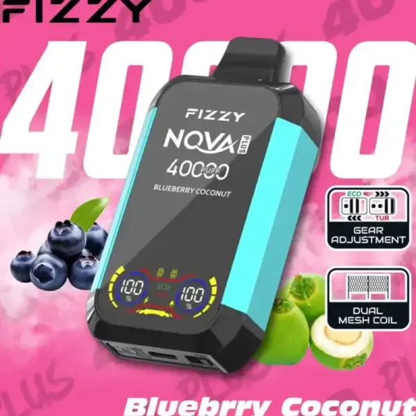 Fizzy Nova Plus 40K (40000) Puffs Blueberry Coconut – Premium Arctic Fruit Disposable Vape 1 Fizzy-Nova-Plus-40K-40000-Puffs-Disposable-Vape