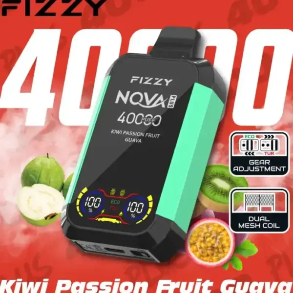 Fizzy Nova Plus 40K (40000) Puffs Kiwi Passion Fruit Guava – Premium Arctic Fruit Disposable Vape 1 Fizzy-Nova-Plus-40K-40000-Puffs-Disposable-Vape