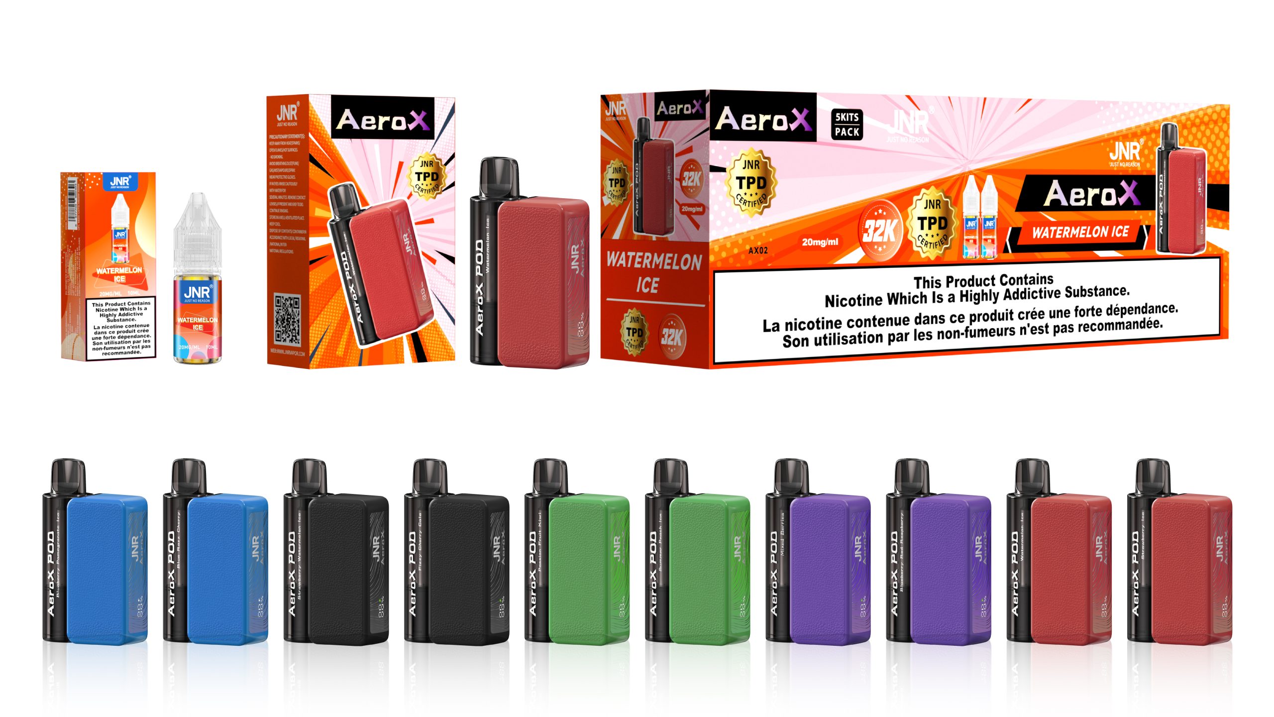 vape-site.com JNR Areo X 32K(32000) Puffs Magnetic Refill Smart Screen 2% 5% Nicotine 850mAh Battery Disposable Vape