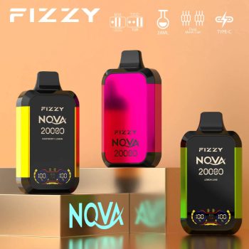 FIZZY NOVA 20K(20000) Puffs Dual Mesh Coil 28ML E-liquid LCD Screen Eco/Turbo Mode Disposable Vape