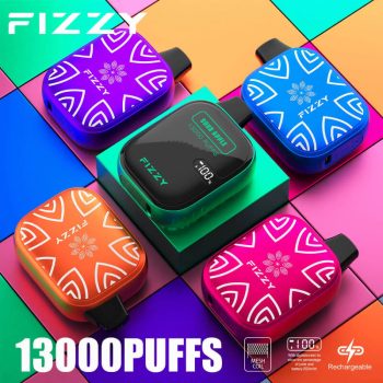 Fizzy Boom 13K(13000) Puffs 21ML E-liquid Mesh Coil LCD Screen 650mAh Rechargeable Battery 2 And 5% Nicotine Disposable Vape